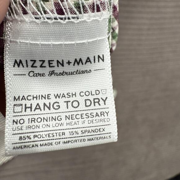 Mizzen Main Shirt Mens XL Trim Fit Green Burgundy Plaid Performance Stretch USA - Picture 9 of 9